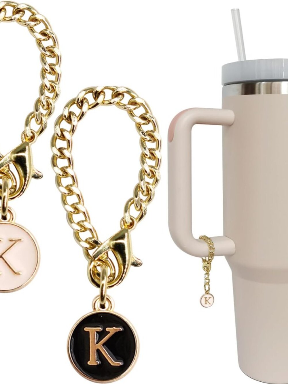 Letter Charm Accessories for Stanley Cup 2PCS Initial Name ID Personalized Handl